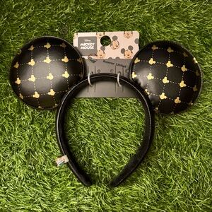 Disney Mickey Mouse Black and Gold Checkered Ears Headband